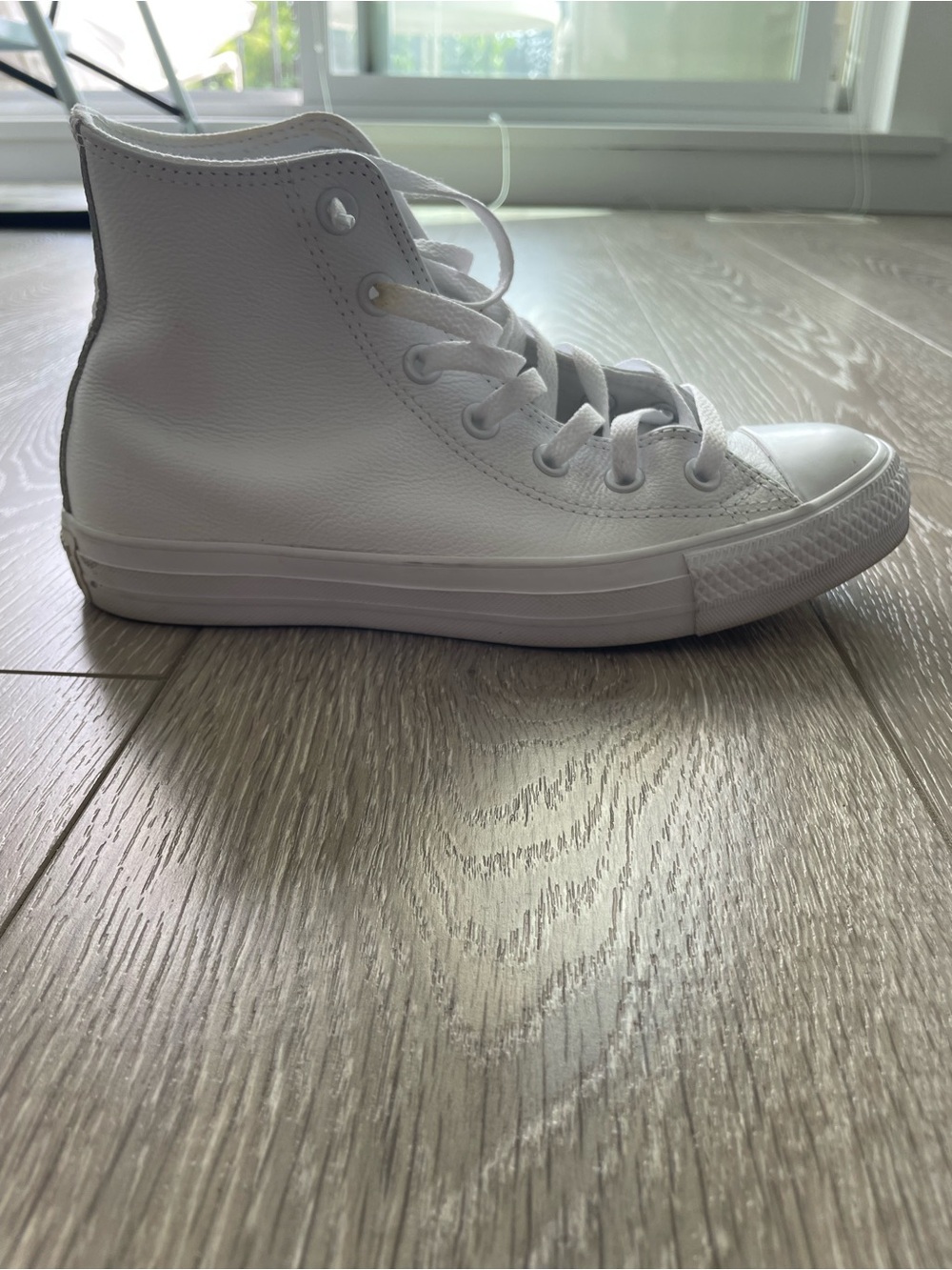 Converse White Leather High-Top Lace-Up Sneakers